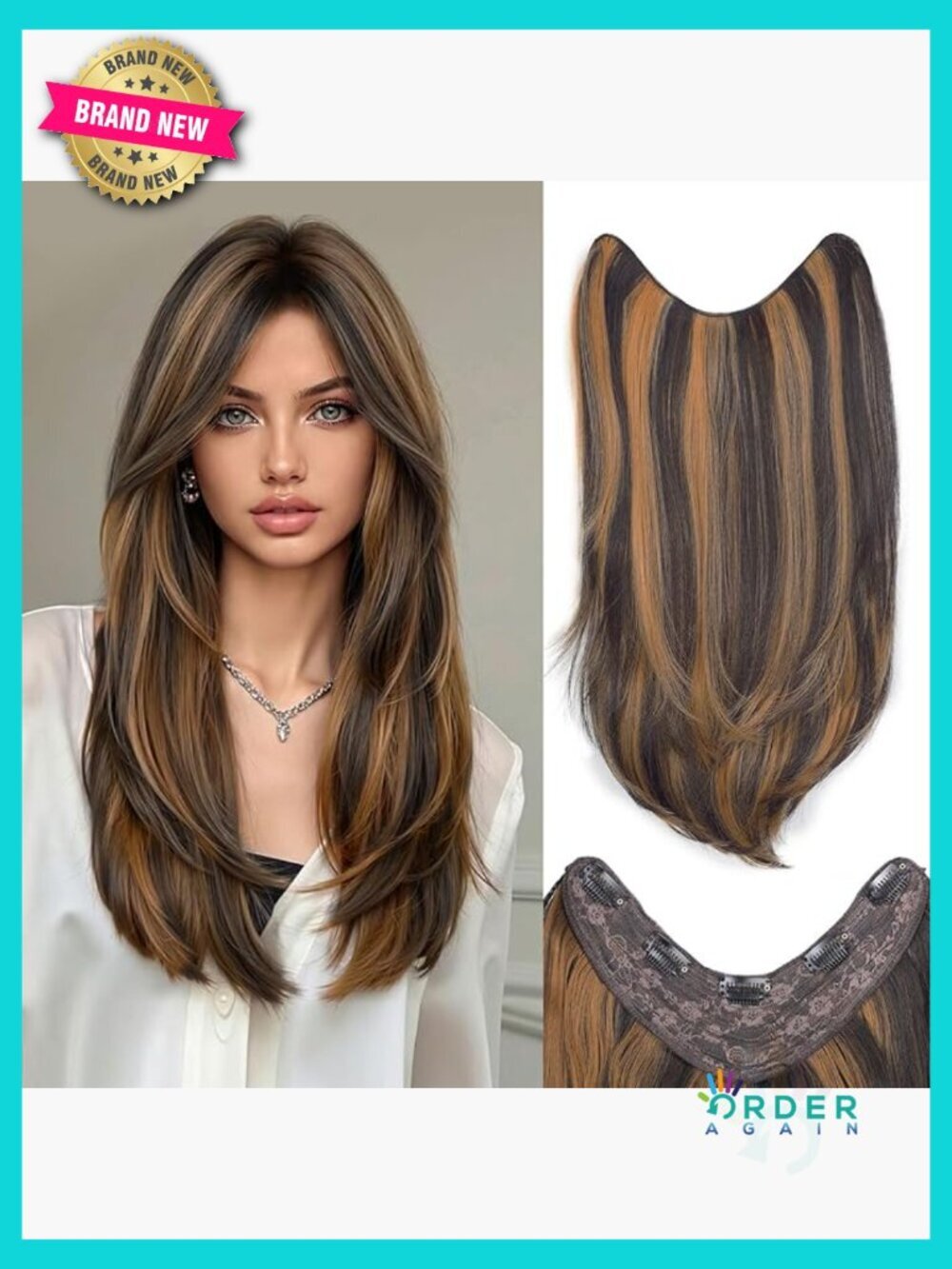 Clip in Hair Extensions Long Straight Layered Synthetic 5 Clips One-Piece